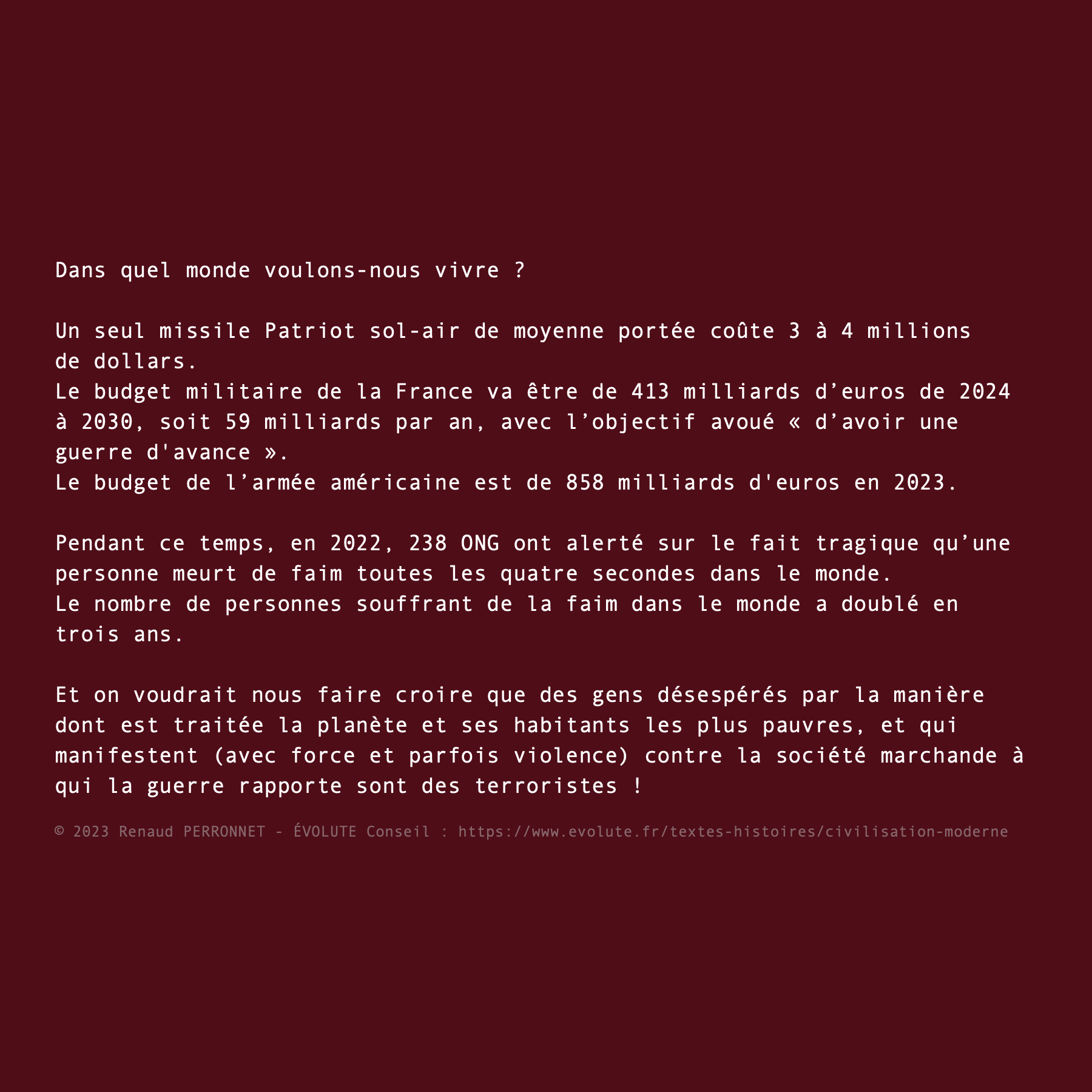 Dans quel monde voulons-nous vivre ?